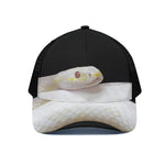 Albino Snake Print Black Mesh Trucker Cap