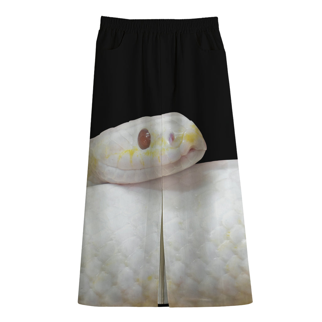 Albino Snake Print Cotton Front Slit Maxi Skirt