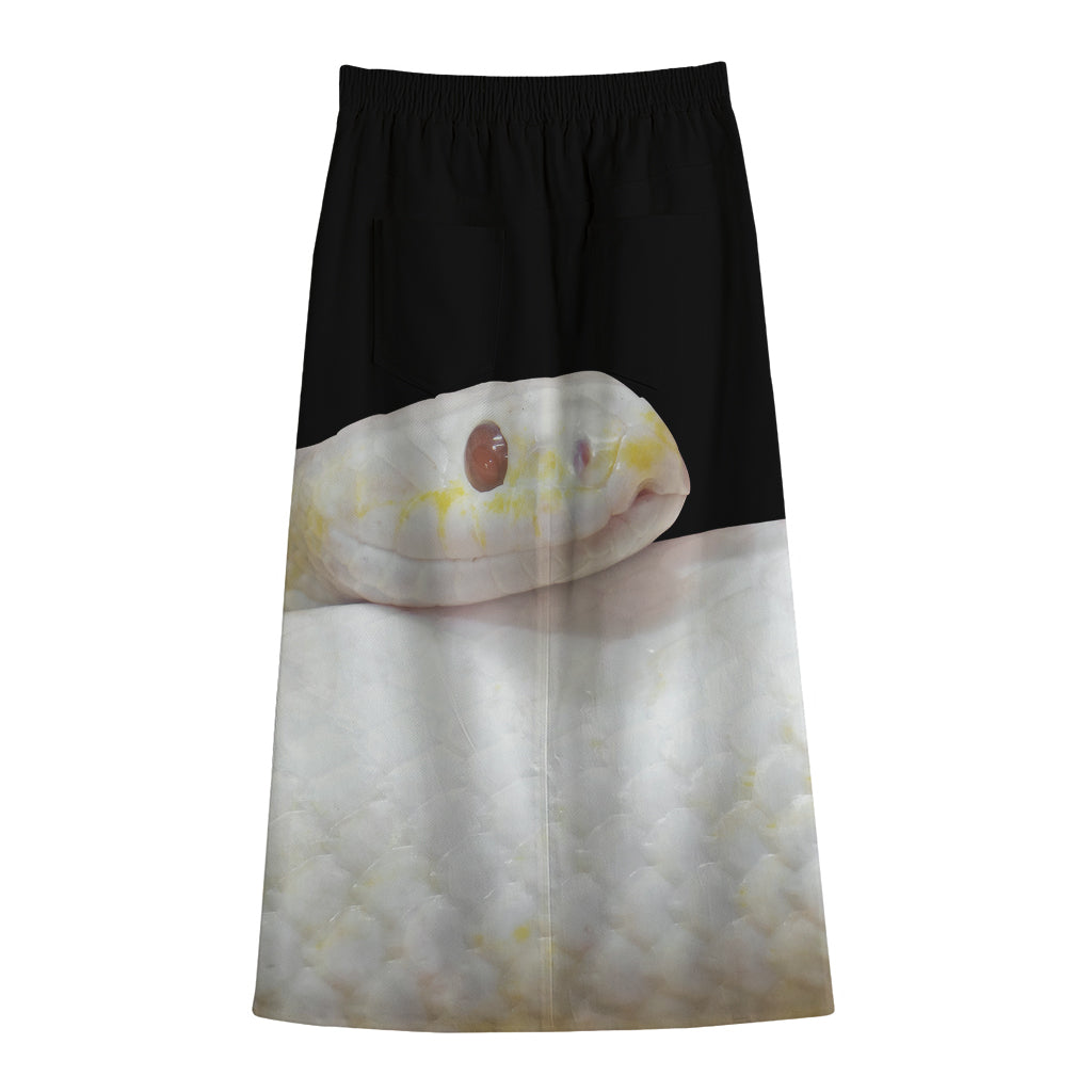 Albino Snake Print Cotton Front Slit Maxi Skirt