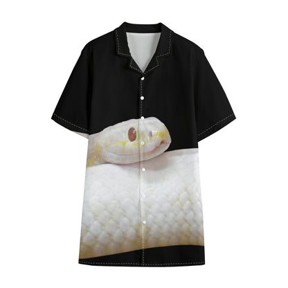 Albino Snake Print Cotton Hawaiian Shirt