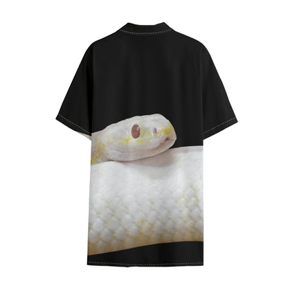 Albino Snake Print Cotton Hawaiian Shirt
