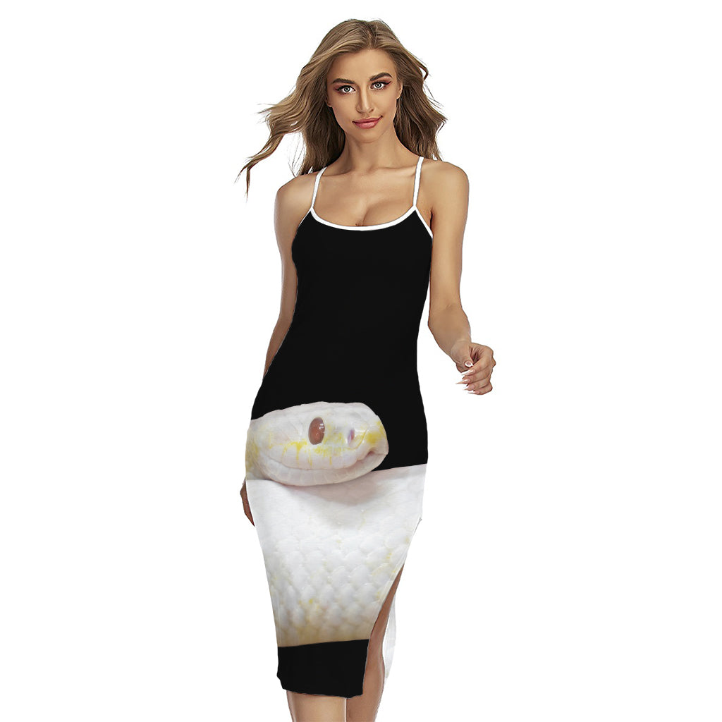 Albino Snake Print Cross Back Cami Dress