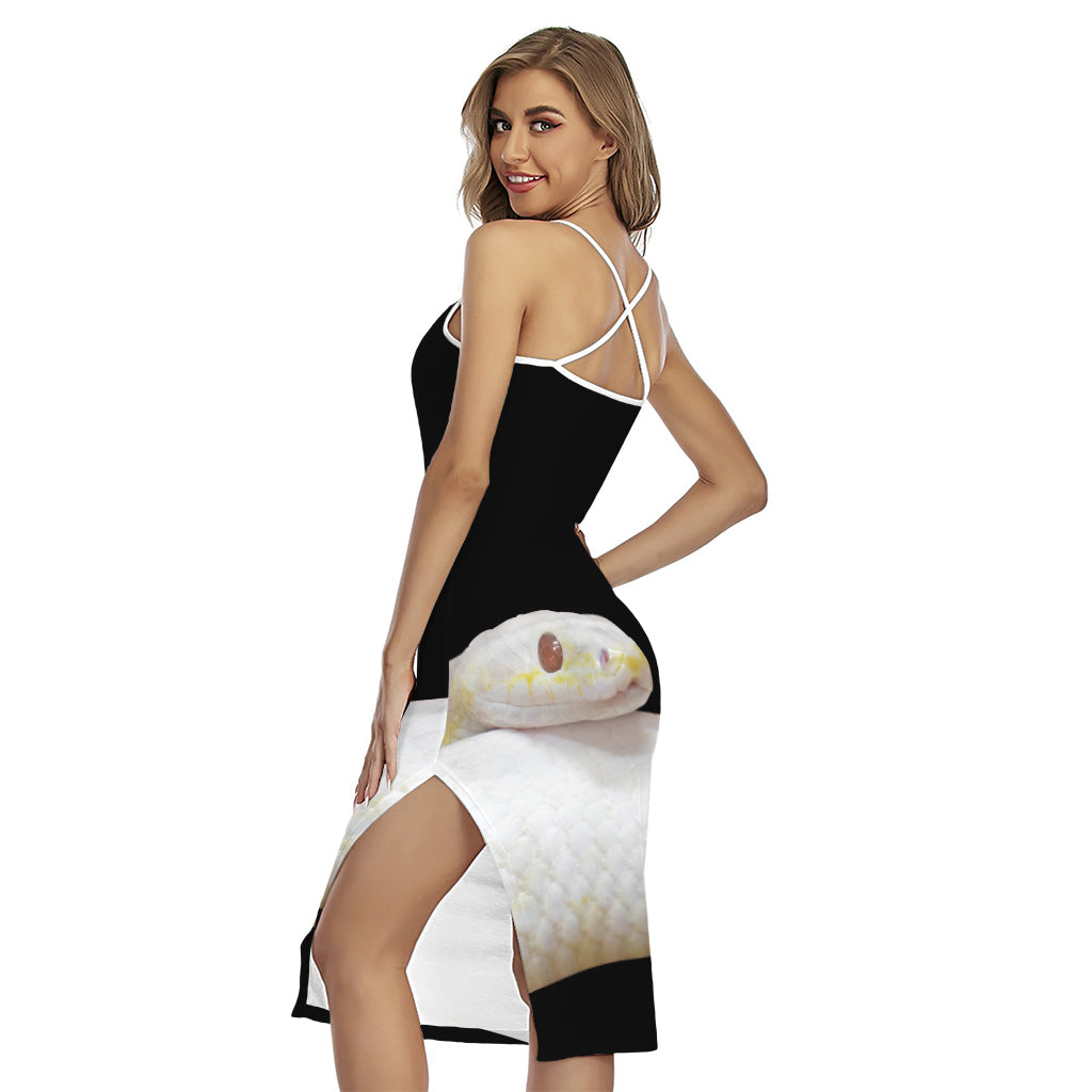 Albino Snake Print Cross Back Cami Dress