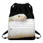 Albino Snake Print Drawstring Backpack