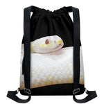 Albino Snake Print Drawstring Backpack