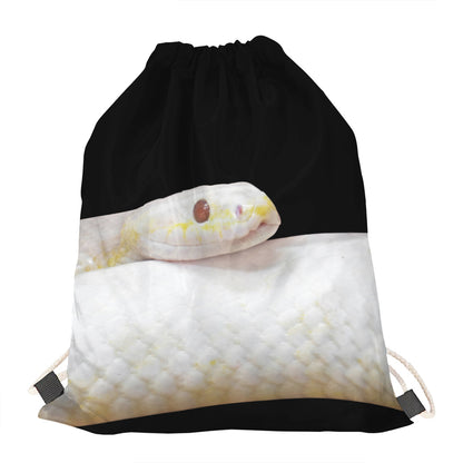 Albino Snake Print Drawstring Bag