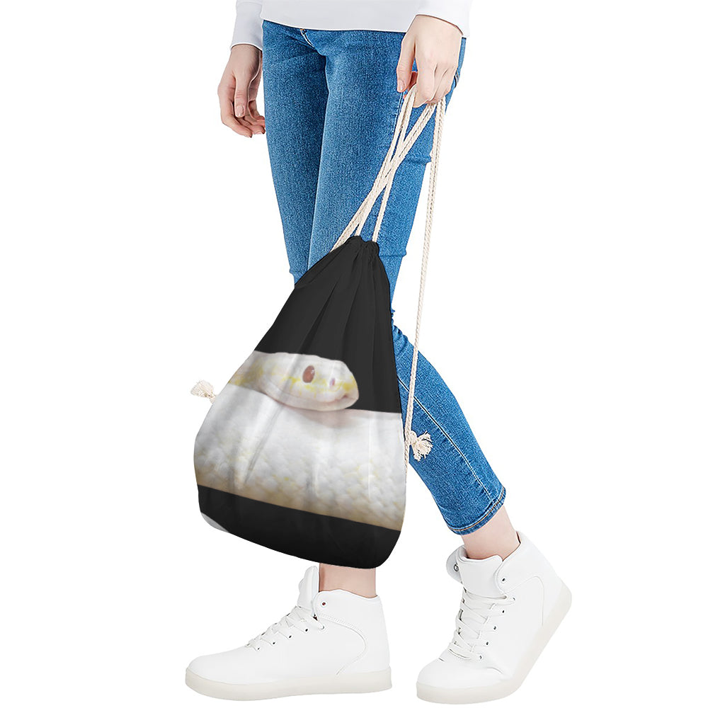 Albino Snake Print Drawstring Bag