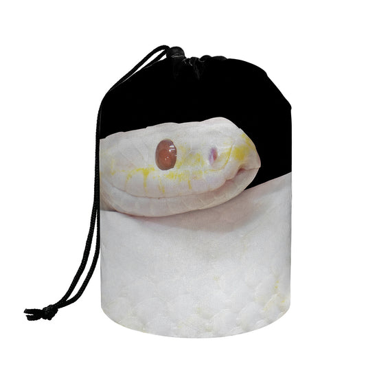 Albino Snake Print Drawstring Makeup Bag