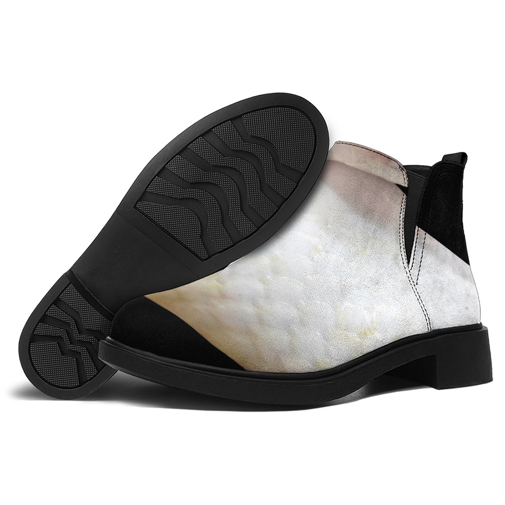 Albino Snake Print Flat Ankle Boots