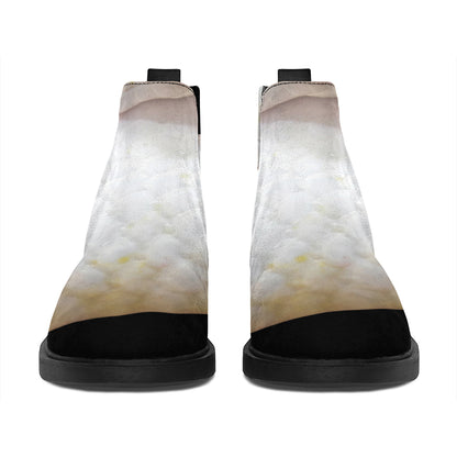 Albino Snake Print Flat Ankle Boots