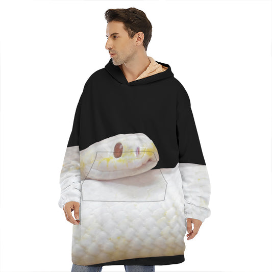 Albino Snake Print Hoodie Blanket