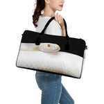 Albino Snake Print Leather Duffle Bag