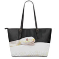 Albino Snake Print Leather Tote Bag With Zipper