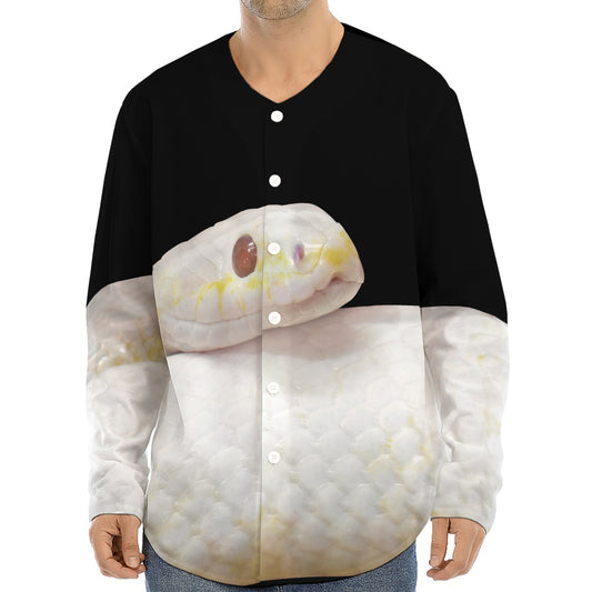 Albino Snake Print Long Sleeve Baseball Jersey