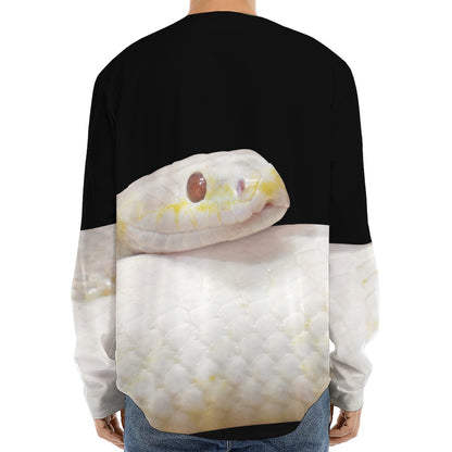 Albino Snake Print Long Sleeve Baseball Jersey