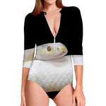 Albino Snake Print Long Sleeve Swimsuit