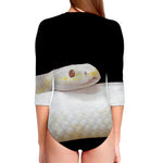 Albino Snake Print Long Sleeve Swimsuit