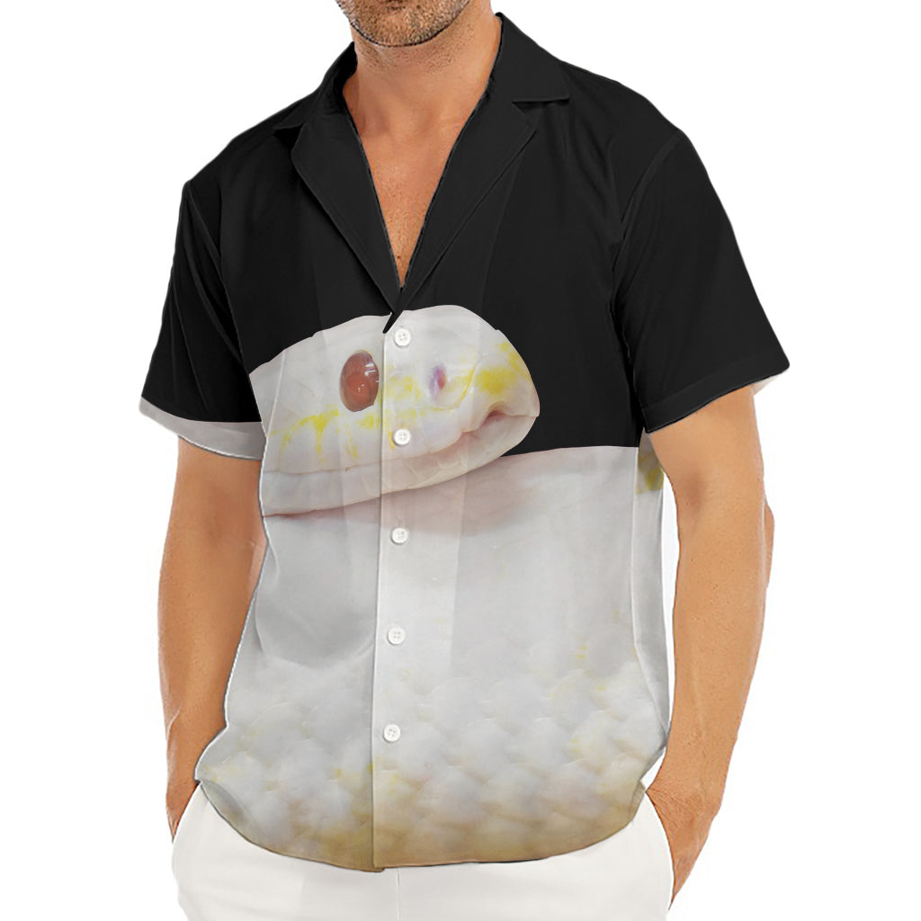 Albino Snake Print Men's Deep V-Neck Shirt