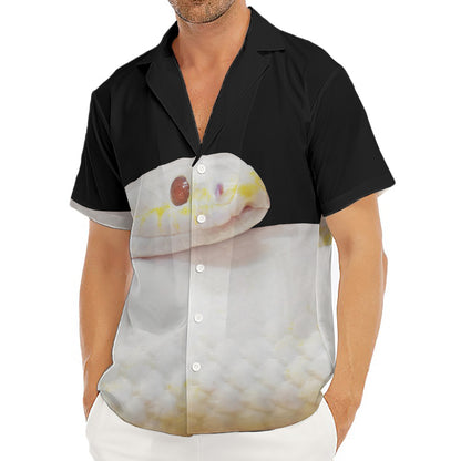 Albino Snake Print Men's Deep V-Neck Shirt