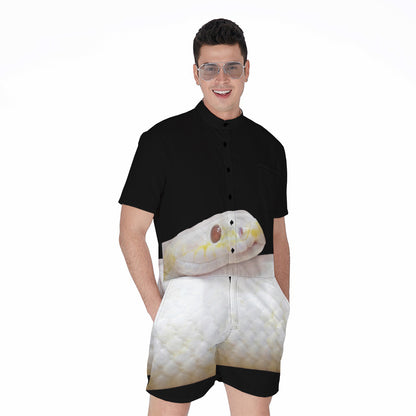 Albino Snake Print Men's Rompers