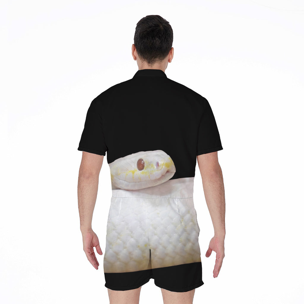 Albino Snake Print Men's Rompers