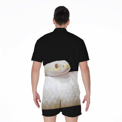 Albino Snake Print Men's Rompers