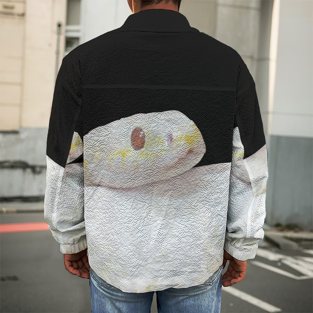 Albino Snake Print Men's Shirt Jacket