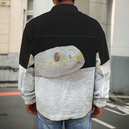 Albino Snake Print Men's Shirt Jacket
