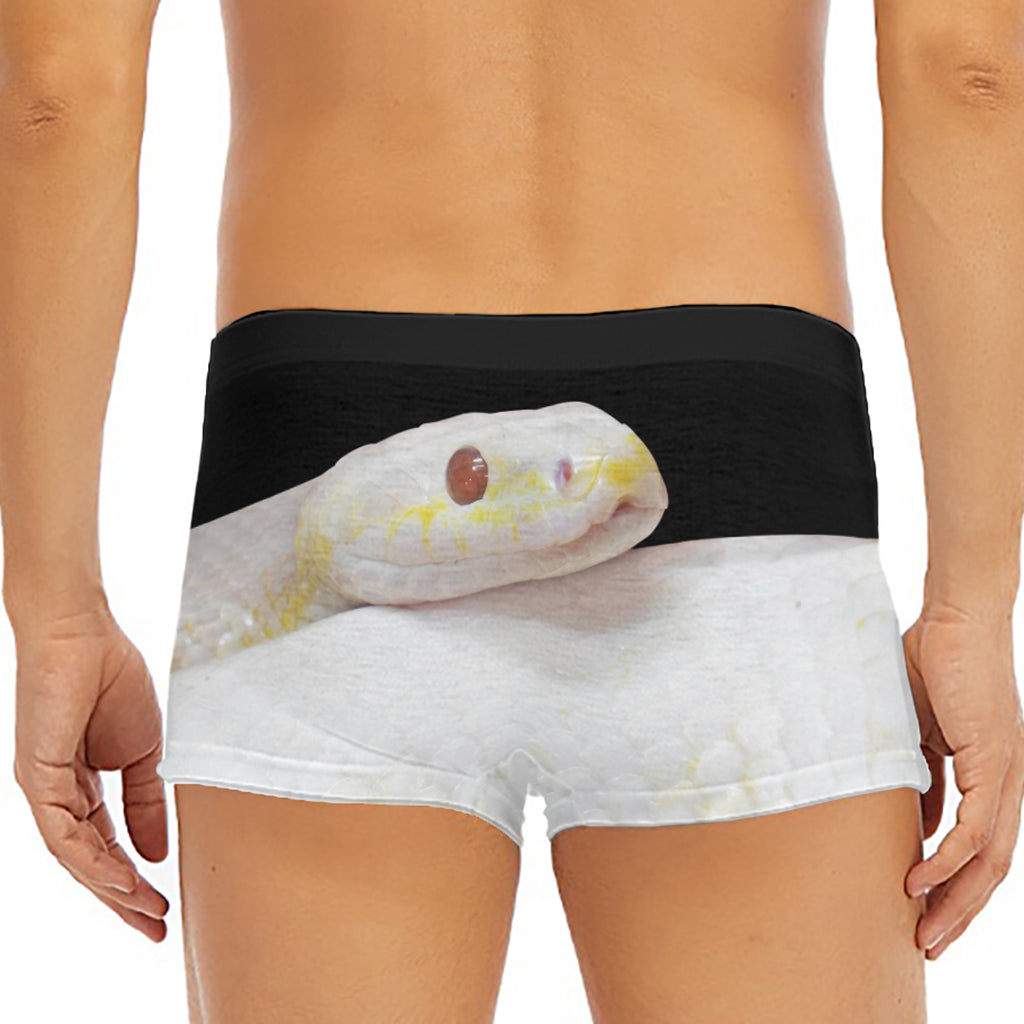 Albino Snake Print Men's Short Boxer Briefs