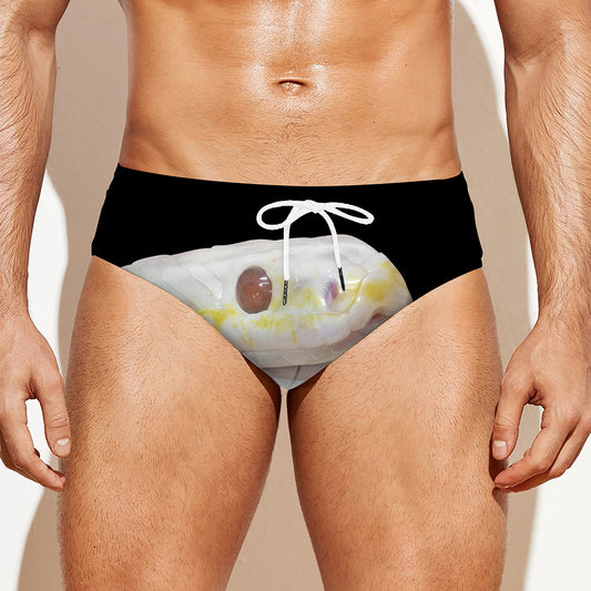 Albino Snake Print Men's Swim Briefs