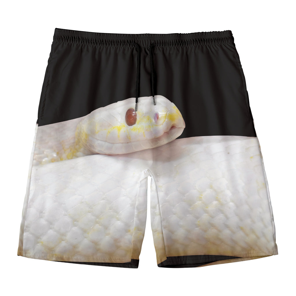 Albino Snake Print Men's Swim Trunks