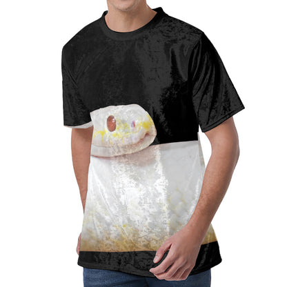 Albino Snake Print Men's Velvet T-Shirt