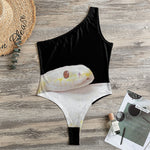 Albino Snake Print One Shoulder Bodysuit