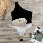 Albino Snake Print One Shoulder Bodysuit