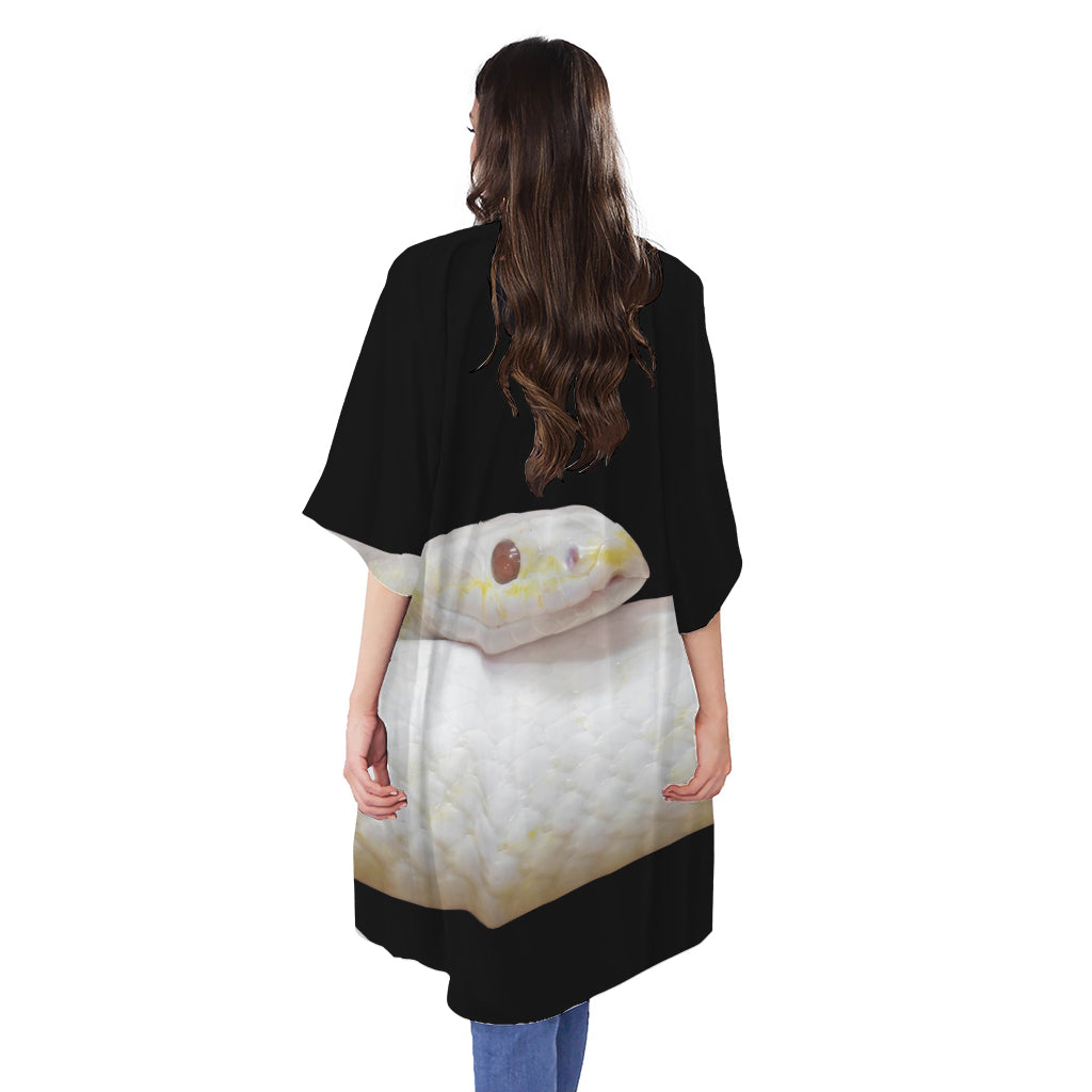 Albino Snake Print Open Front Beach Cover Up