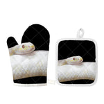 Albino Snake Print Oven Mitt And Pot Holder Set