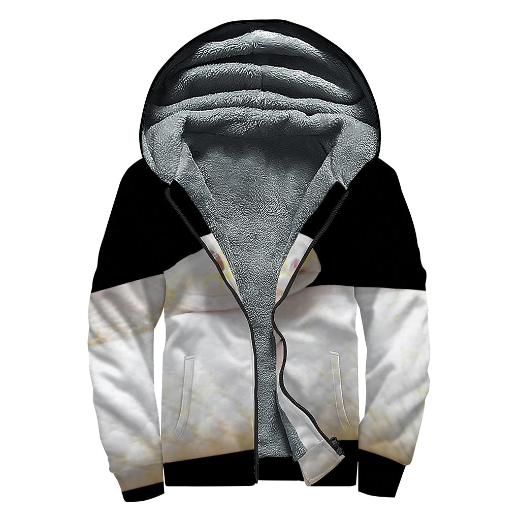 Albino Snake Print Sherpa Lined Zip Up Hoodie