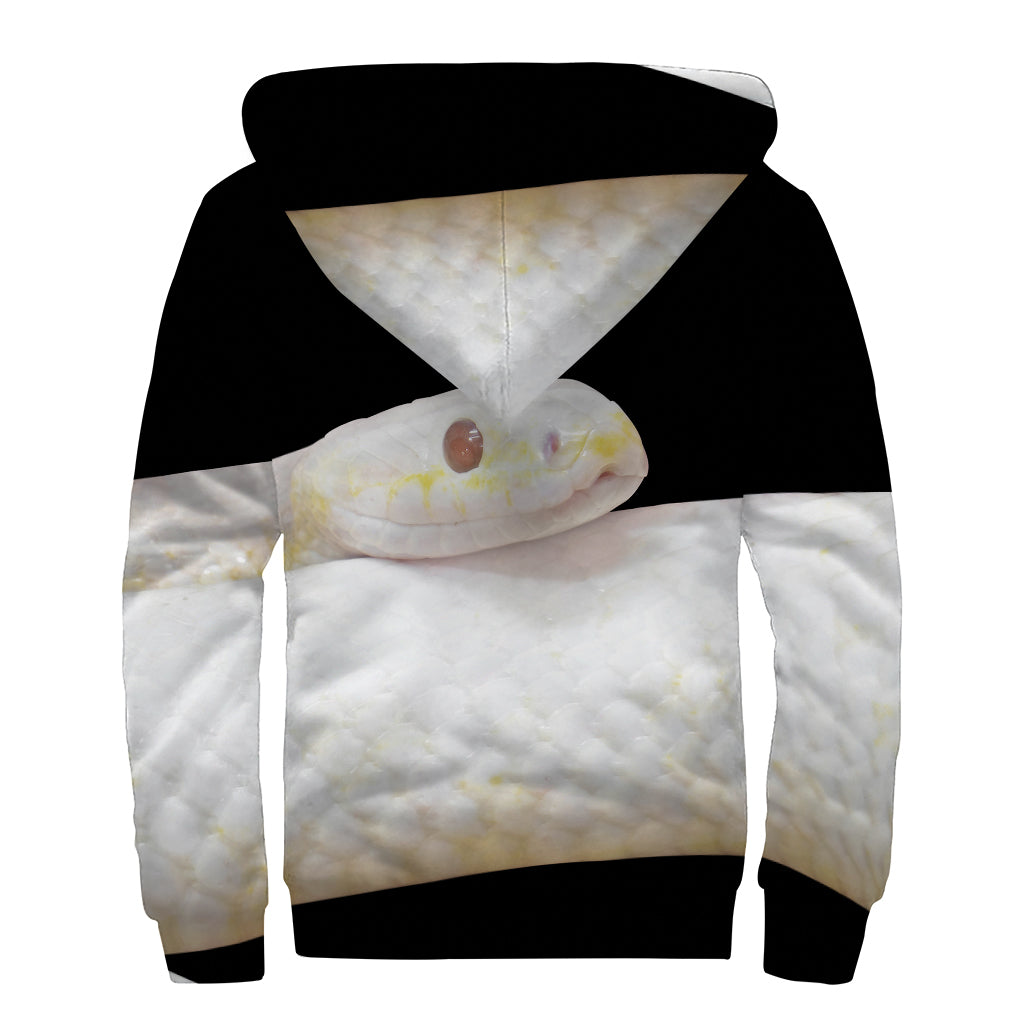 Albino Snake Print Sherpa Lined Zip Up Hoodie