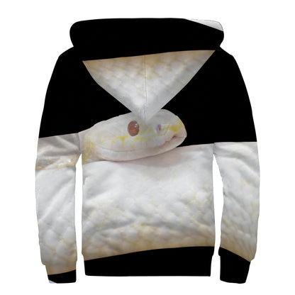 Albino Snake Print Sherpa Lined Zip Up Hoodie