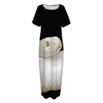 Albino Snake Print Short Sleeve Long Nightdress