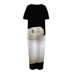 Albino Snake Print Short Sleeve Long Nightdress