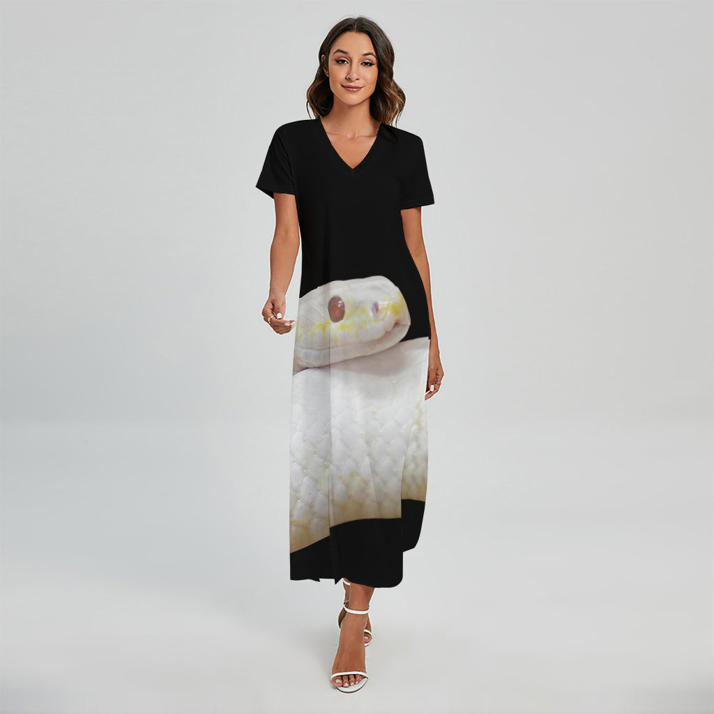 Albino Snake Print Short Sleeve Maxi Dress