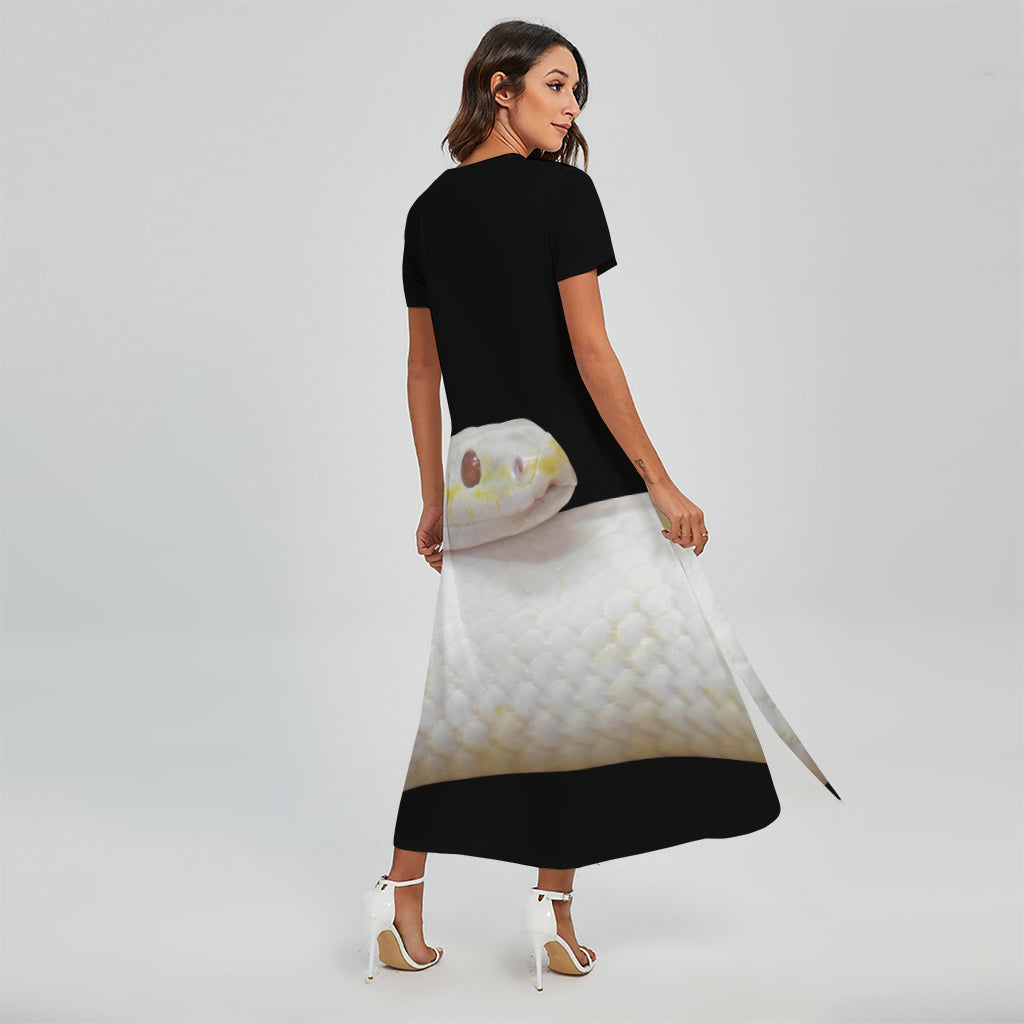 Albino Snake Print Short Sleeve Maxi Dress