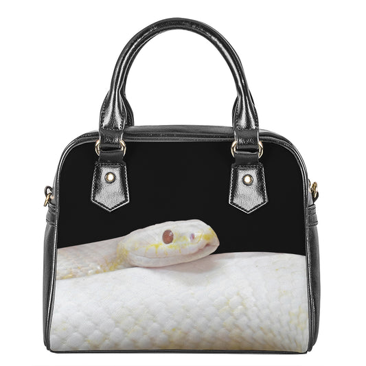 Albino Snake Print Shoulder Handbag