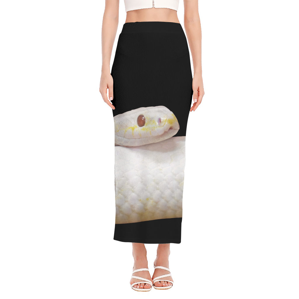 Albino Snake Print Side Slit Maxi Skirt