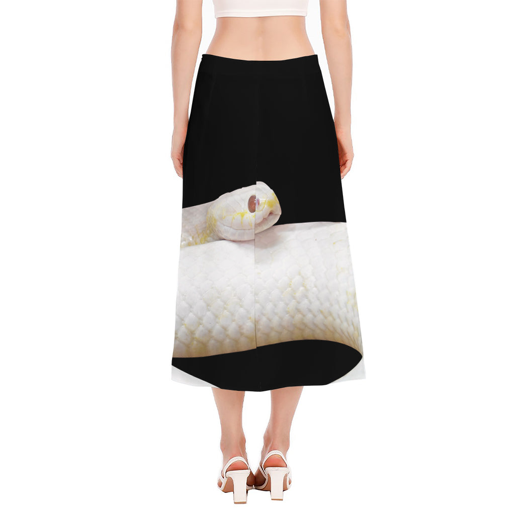 Albino Snake Print Side Slit Midi Skirt