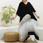 Albino Snake Print Silk V-Neck Kaftan Dress