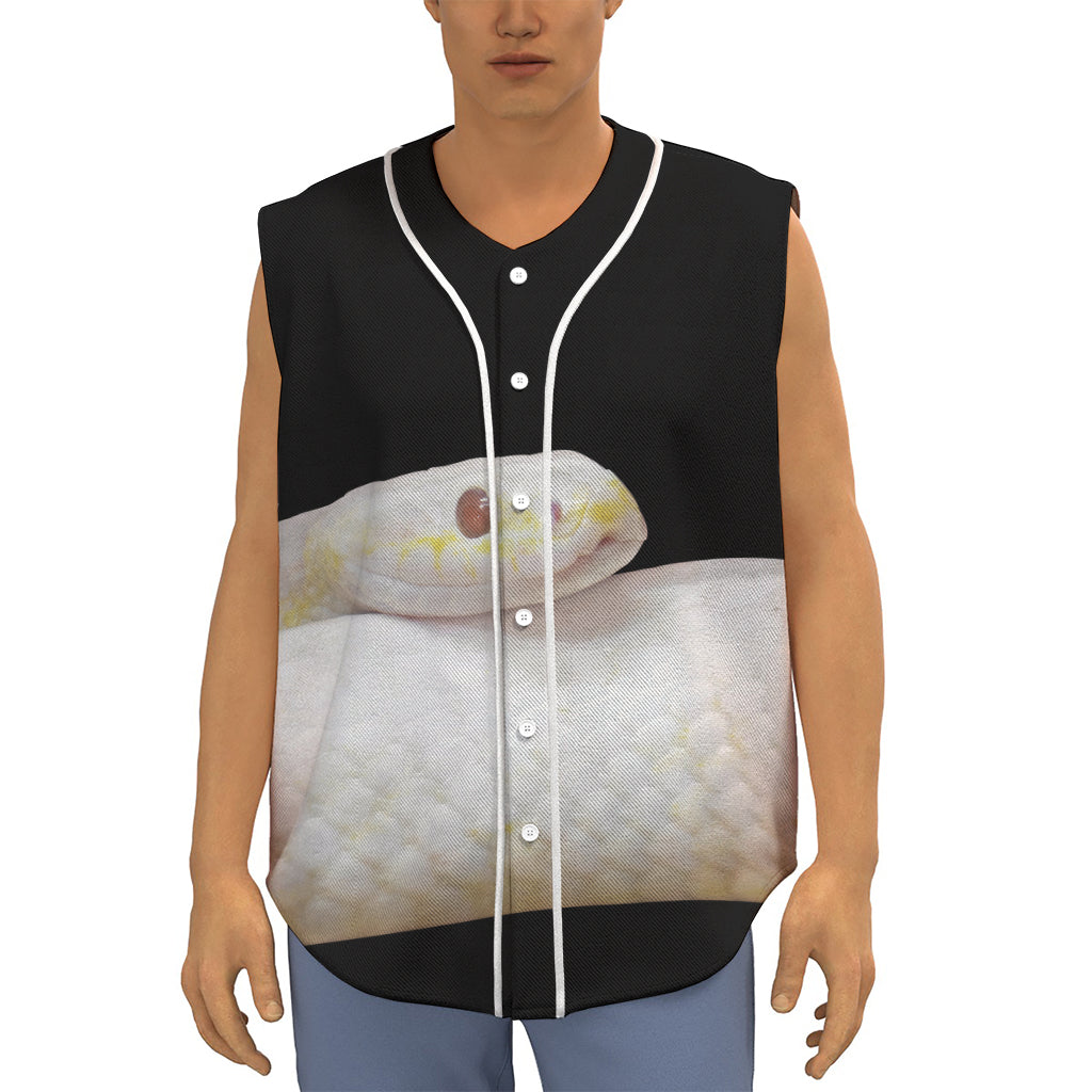 Albino Snake Print Sleeveless Baseball Jersey