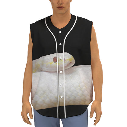 Albino Snake Print Sleeveless Baseball Jersey