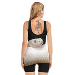 Albino Snake Print Sleeveless One Piece Swimsuit